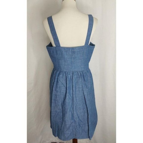J.Crew Dress 10 Blue Chambray Button-Front Straps Cotton NEW - Picture 10 of 13